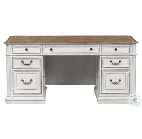 Magnolia Manor Antique White And Weathered Bark Complete Desk Set