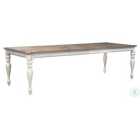 Magnolia Manor Antique White And Weathered Bark 108" Extendable Rectangular Dining Room Set