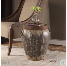 Neith Brown and Ivory Accent Table