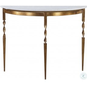 Imelda White Marble and Antique Gold Console Table