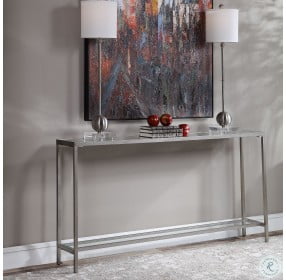 Hayley Lightly Antiqued Silver Leaf Console Table