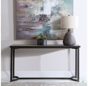 Basuto Light Gray and Aged Steel Console Table