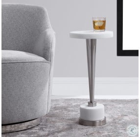 Masika White and Brushed Nickel Drink Table