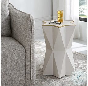 Capella White And Gold Leaf Accent Table