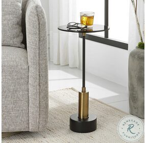 Spector Satin Black and Brushed Brass End Table