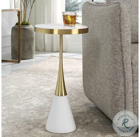Apex White And Brushed Brass Accent Table