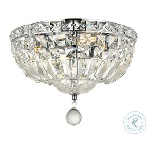 Tranquil 12" Chrome 4 Light Flush Mount With Clear Royal Cut Crystal Trim