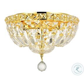 Tranquil 12" Gold 4 Light Flush Mount With Clear Royal Cut Crystal Trim