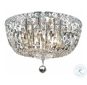 Tranquil 16" Chrome 6 Light Flush Mount With Clear Royal Cut Crystal Trim