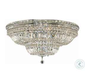 Tranquil 30" Chrome 18 Light Flush Mount With Clear Royal Cut Crystal Trim