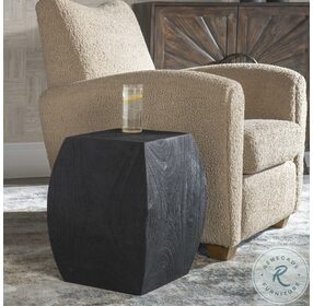 Grove Rustic Black Wooden Accent Stool