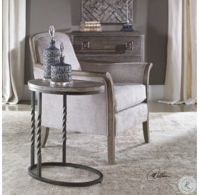 Tauret Aged Steel and Weathered Ivory Side Table