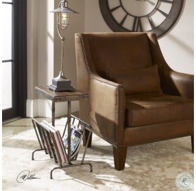 Sonora Brushed Iron and Walnut Stain Side Table