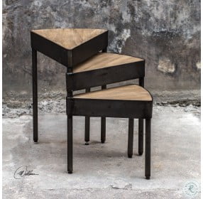 Akito neutral Wheat and Aged Steel Side Table