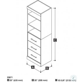 Nebula Bark Gray and White 25" Storage Unit with Door and Drawers