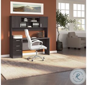 Ridgeley Charcoal Maple 65" Computer Desk with Hutch