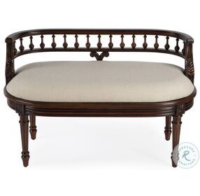 Cherry Hathaway Upholstered Bench with Carved Spindle Back