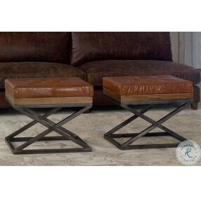 26755 Brown Leather Cushion Bench