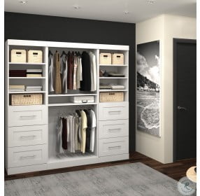 26857 Pure White 86" Classic Open Storage Unit With 6 Drawers