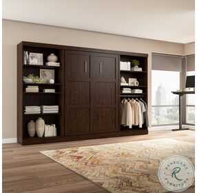 Pur Chocolate 131" Open Storage Full Wall Bed