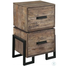 Brown and Black Two Drawer File Cabinet