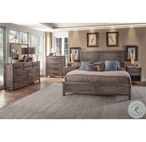 Aurora Weathered Gray King Panel Bed