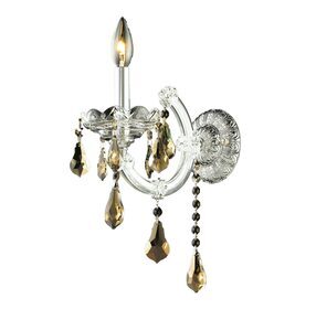 2801W1C-GT-RC Maria Theresa 8" Chrome 1 Light Wall Sconce With Golden Teak Royal Cut Crystal Trim