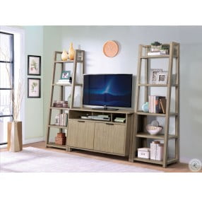 Perspectives Sun Drenched Acacia Leaning Bookcase