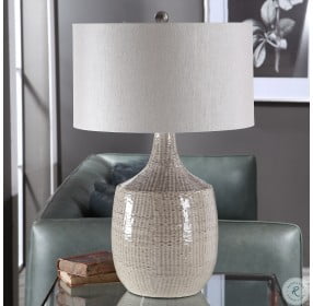 Felipe Distressed Light Gray Glaze Table Lamp