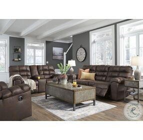 Derwin Nut Reclining Sofa with Drop Down Table