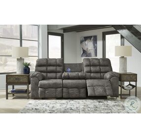Derwin Concrete Reclining Living Room Set with Drop Down Table