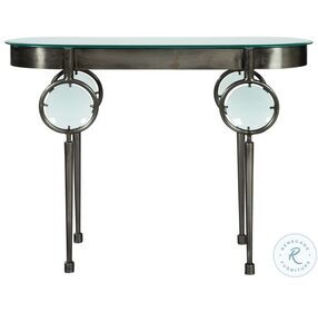 Special Reserve Black Nickel Racecourse Oval Console Table