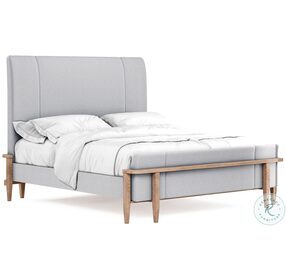 Post Soft Gray And Warm Tone Upholstered Panel Bedroom Set