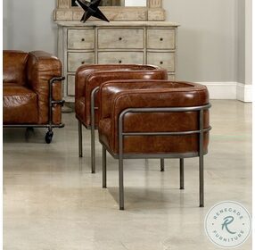 Breda Brown Leather Stationary Chair