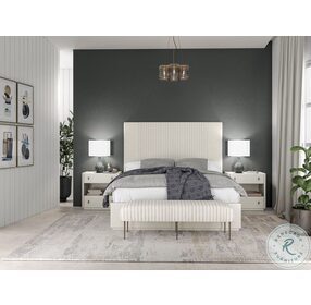 Blanc Alabaster Upholstered King Panel Bed