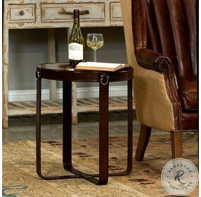 29055 Brown Leather Harness Table