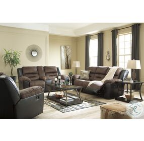 Earhart Chestnut Double Reclining Loveseat with Console