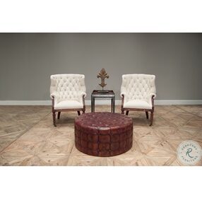 29549 Brown Leather Tufted Ottoman