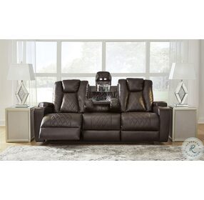 Mancin Chocolate Reclining Living Room Set with Drop Down Table