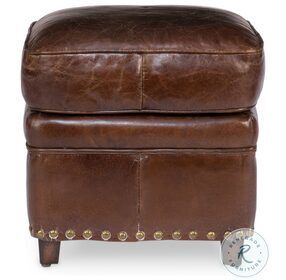 Papas Brown Leather Footstool