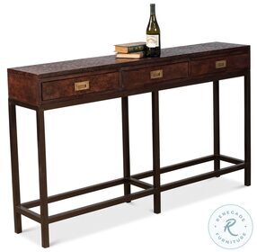 Campaign Brown Embossed Console Table