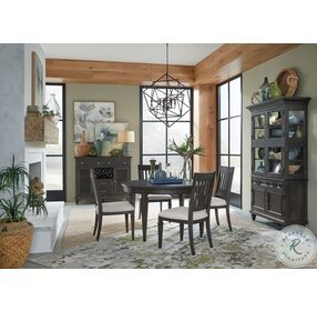 Calistoga Weathered Charcoal Round Extendable Dining Table