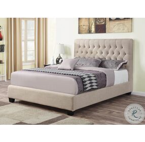 Chloe Oatmeal Upholstered Queen Panel Bed