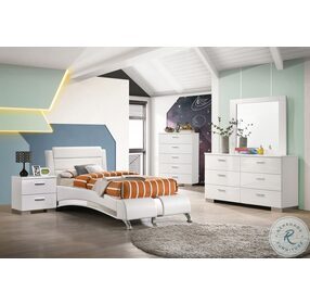 Jeremaine Glossy White Full Upholstered Panel Bed