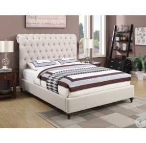 Devon Beige Upholstered Full Panel Bed
