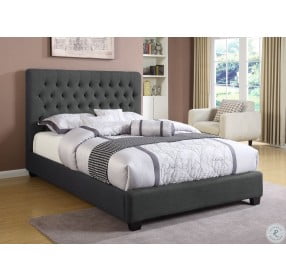 Chloe Charcoal Upholstered King Panel Bed