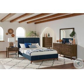 Charity Vivid Blue Upholstered Full Platform Bed