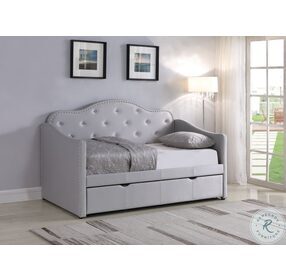 Elmore Light Grey Upholstered Twin Daybed With Trundle