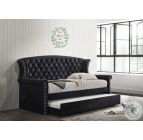 Scarlett Black Velvet Twin Daybed with Trundle