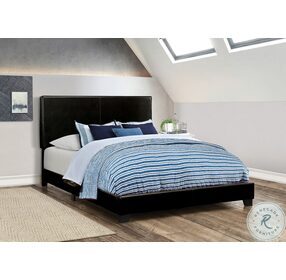 Dorian Black Upholstered King Panel Bed